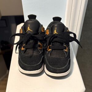 Nike Jordan 4s Kids Black and Gold Sneakers